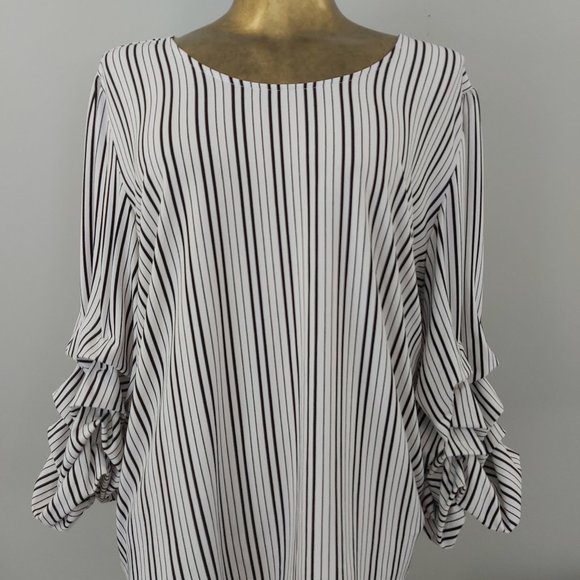 Melanie Lyne Black & White Striped Blouse - Picture 1 of 4